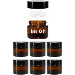 Esranın Dünyası Afracam Mini Amber Cam Kavanoz, 10 ml Hacimli, Sızdırmaz Kapaklı, Krem ve Kozmetik Saklama Kutusu, Lip Balm 6 Adet