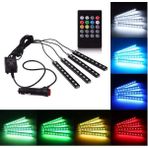 Esranın Dünyası Araç Içi Ayak Altı Ambiyans LED Işık 4 Parça Rgb Şerit Aydınlatma Seti, 8 Renk Uzaktan Kumandalı, Araç Içi Ambiyans Aydınlatması, 12V