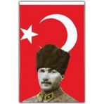 Esranın Dünyası Atatürk Figürlü Türk Bayrağı - 50X75 cm - 41 Delft Blue
