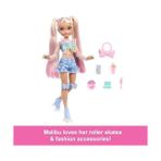 Esranın Dünyası Barbie Rüya Arkadaşlar Bebek ve Aksesuarları, Eklemleri Bükülebilen, Sarı Saçlı, Patenci Barbie 'malibu' Bebek, Makyaj Temalı 9 Parça, JFX96