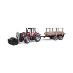 Esranın Dünyası BR02046 Massey Ferguson 7480 Kepçeli Traktör & Kütük Taşıyan Römork