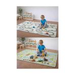 Esranın Dünyası Çift Taraflı Rulo Oyun Matı 200CMX140CMX1CM Kaymaz, Darbe Emici, Su Geçirmez, Yeşil Parkur/araba Yarışı | (Yerli Üretim)