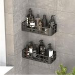 Esranın Dünyası Deconox 2'li Set Siyah Yapışkanlı Banyo Duş Rafı - 27X12 cm Matkapsız Montaj Şampuanlık ve Mutfak Baharatlık Organizeri - 41 Delft Blue