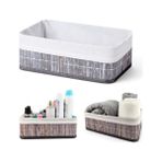 Esranın Dünyası Deconox Bambu Çok Amaçlı Saklama Kutusu Düzenleyici Orta Boy Organizer, Dekoratif Bambu Düzenleyici Gri (29X19X10CM)