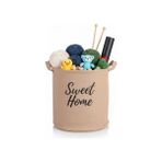Esranın Dünyası Deconox "sweet Home" Yuvarlak Jüt Düzenleyici Sepet (Çap 32CM, Yükseklik 36CM) – Krem Renk Katlanabilir Kumaş Kulplu Organizer | Büyük Boy Oyuncak, Çamaşır, Battaniye ve Ev Tekstili Sepeti