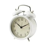 Esranın Dünyası Dekad Analog Nostalji-Alarmlı Saat Çanlar Çalar Saat ile Metal Kasa ve Ön Cam – G x D x Y 10 x 6 x 14 cm – Beyaz