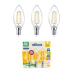 Esranın Dünyası Ecolite 4W LED Filament Mum Ampul, E14 Duy, 2700K Sarı Işık, 470 Lümen, Şeffaf Cam, Akkor Görünümlü Dekoratif Lamba, 3'lü Paket [enerji Sınıfı E]
