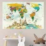 Esranın Dünyası Eğitici Dünya Haritası Duvar Sticker, 70X105 cm - 41 Delft Blue