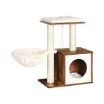 Esranın Dünyası Feandrea Woodywonders Kediler Için Küçük Kedi Ağacı, Iç Mekan Kediler Için Modern Kedi Kulesi, Tırmalama Direkli Kedi Evi, Çıkarılabilir Yıkanabilir Yastıklar, Rustik Kahverengi UPCT122X01