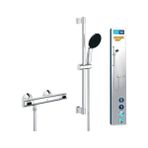 Esranın Dünyası Grohe Precision Flow Termostatik Duş Bataryası ve Vitalio Start 110 Sürgülü Duş Seti, 110MM 1 Akışlı El Duşu, 600MM Sürgülü Ray, 1750MM Duş Hortumu, 38°c Sabit Sıcaklık Ayarı, Krom, 34800001