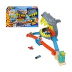 Esranın Dünyası Hot Wheels Köpek Balığını Yendiğiniz Veya Ona Yem Olduğunuz Hot Wheels City Oyuncak Araba ve Pist Seti, Köpek Balığı Sahilde Oyun Seti, 1:64 Ölçekli Metal Araba, 2 Farklı Oyun Modu, JHL96