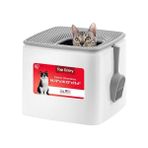 Esranın Dünyası Iris Ohyama Abd Büyük Premium Kare Üst Girişli Kedi Kumu Kutusu, Çöp Parçacık Yakalama Kapağı ve Gizlilik Duvarları ile Kitty Çöp Tavası, Beyaz/gri