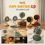 Esranın Dünyası Juo Q3 120° Salınımlı 3 Kademeli LED Işıklı Şarjlı Masaüstü Fan Vantilatör Retro Yeşil