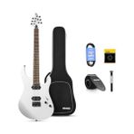 Esranın Dünyası Katı Gövde Elektro Gitar, DMT-100 39 Inç Metal Elektro Gitar, H-H Manyetikli Inşaat Kiti, Çanta, Teller, Askı, Kablo, Rock Müzik Severler Için Tel Amortisör (Beyaz)