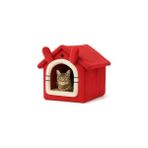 Esranın Dünyası Kedi Evi Yumuşak Kedi Yatağı | Peluş Derin Uyku Evi, Çıkarılabilir Minderli, Isı Yalıtımlı Kışlık Ev | Katlanır Kedi Evi (Kırmızı)