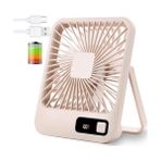 Esranın Dünyası Küçük Masa Fanı, Taşınabilir USB Şarj Edilebilir, 2000MAH Pil ve LCD Ekranlı Eğilebilir Katlanabilir Kişisel Mini Fan, Güçlü Rüzgar, Ultra Sessiz, Ofis, Ev, Kamp Için 5 Hız Modu