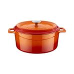Esranın Dünyası Lava Döküm Yuvarlak Tencere, Trendy, 28 Cm, 6.71 L Hacim, Turuncu