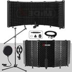 Esranın Dünyası Midex PF-43X Set Mikrofon Ses Yalıtım Paneli (69X26CM) Stand Filtre Shock Mount Xlr Kablo Sünger
