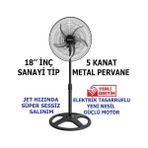 Esranın Dünyası Sanayi Tip Metal Vantilatör Sağa Sola 180° Hareketli Süper Serinletici Büyükboy 80W 5 Kanat Pervane 3 Kademe 140CM Uzayıp Kısalan Sağlam Metal Ayak Sessiz Çalışan Enerji Tasarruflu Motor 2 Yıl Garanti