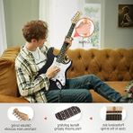 Esranın Dünyası Thunder Solak Elektro Gitar Seti Acemi Tam Boy Siyah 39 Inç Lefty Starter Paketi Tüm Aksesuarları Amplifikatör Capo Askı Dize Tuner Kablosu ve Seçtikleri DST-100BL