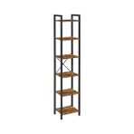 Esranın Dünyası Vasagle Raf, Kitaplık, Dikili Raf, DVD Rafı, 6 Seviyeli, Ofis Rafı, Açık Raflar, Ofis, Oturma Odası, Yatak Odası, Mutfak Için, 30 x 40 x 187,5 Cm, Vintage Kahverengi-Siyah LLS101B01