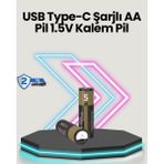 Esranın Dünyası Yüksek Performanslı Aa USB Şarjlı Lityum Pil | 1.5V Sabit Güç | 2’li Paket