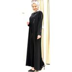 ESRANUR YANDAN TAŞLI GİZLİ FERMUARLI ABAYA TESETTÜR FERACE