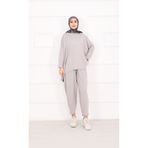 Esre Store 21055 - Salaş Kesim Şalvar Pantolonlu Takım Gri