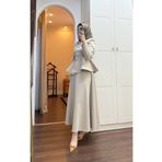 Esre Store 4521 - Krep Kumaş ikili Tesettür Takım Bej