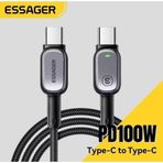 Essager E-Marker Çipli Led Işıklı 1 Metre 100W Usb-C To Usb-C Şarj Kablosu Pd100w Type C Şarj Kablosu