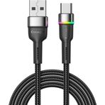Essager LEd Işıklı 1 Metre 3A USB to Type-C Ultra Hızlı Şarj Kablosu,Dayanıklı Renkli Led Işıklı Kablo