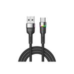 essager Led Işıklı 2 Metre 3a Usb To Type-c Ultra Hızlı Şarj Kablosu,dayanıklı Renkli Led Işıklı Kab
