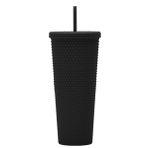 Essasea 24oz Tamamen Çivili Bardak. Kapaklı ve Samanlı Mat Siyah Çivili Bardak. Yeniden Kullanılabilir Çift Duvarlı Yalıtımlı Seyahat Bardağı. Buzlu Kahve Smoothie için Plastik Akrilik Pastel Renkli