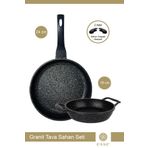 Esse Granit Döküm 24 cm Tava ve 18 cm Sahan Seti Siyah