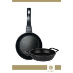 Esse Granit Döküm 2'li Tava Sahan Seti Siyah 20 Cm Tava/ 18 Cm Sahan