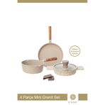 Esse Granit Döküm Mini Tava Sahan Sütlük Cam Kapaklı Set 16 Cm