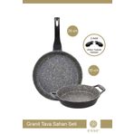 Esse Gri Granit Döküm Tava Sahan Seti 28 Cm Tava 20 Cm Sahan