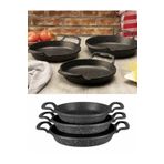 Esse Nso 3’Lü Set Polenta Döküm Siyah Granit Sahan Tava 22Cm-20Cm-18Cm