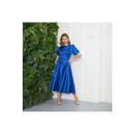 ESSEDRESS Lisa Kadın Saten Saks Mavi Abiye