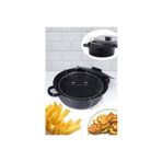 Essen Siyah Kapaklı Emaye Cips Fritöz Kızartma Tenceresi