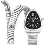 Essence Kadın Kol Saati 20 mm Siyah Taşlı Kadran Metal Kordon 5 Atm - Gümüş
