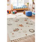 ESSENSE HOME & LİVİNG TİNKY Yumuşak Bukleli Helikopterli Uçurtmalı Yumuşak Peluş Post Shaggy Krem Çocuk Odası Oturma Odası