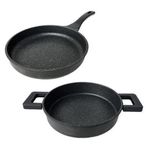 Essenso Döküm Gövde Granit İç Yüzey 26cm Tava Ve 20 Cm Sahan Seti Silikon Tutacaklı 2'li SET
