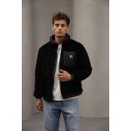 Essenza Oversize Peluş Mont Ceket Kalın Polar Dokulu Cepli Tasarım - 2XL - Siyah