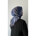 ESSLERA Degrade Gri Lacivert Pamuksu Eşarp