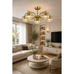 ESSLİGHT Asel 5’li eskitme kristal taşlı salon mutfak yatak odası avizesi