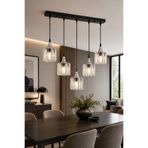 ESSLİGHT Ezgi 5’li Sıralı Kristal Taşlı Salon Mutfak Yatak Odası Avizesi
