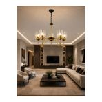 ESSLİGHT Lumina 5’li Eskitme Kristal Taşlı Salon Mutfak Yatak Odası Avizesi