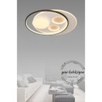ESSLİGHT OSCAR 50 CM PLAFONYER LED AVİZE 3 RENK IŞIK MODLU (BEYAZ SARI GÜN IŞIĞI) SALON OTURMA ODASI YATAK ODASI OFİS - Antrasit - Beyaz