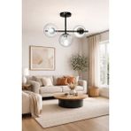 Esslight Riva 3’lü Füme Glob Camlı Modern Salon Mutfak Yatak Odası Avizesi - Siyah